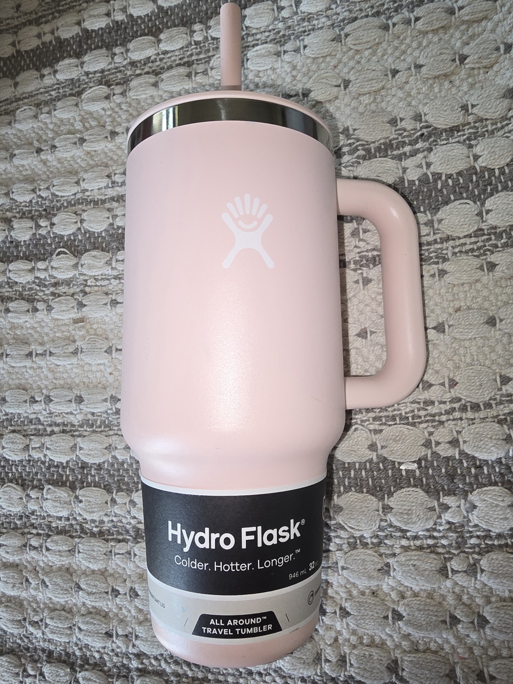 Hydro Flask Blush Pink Travel Tumbler with Handle & Straw